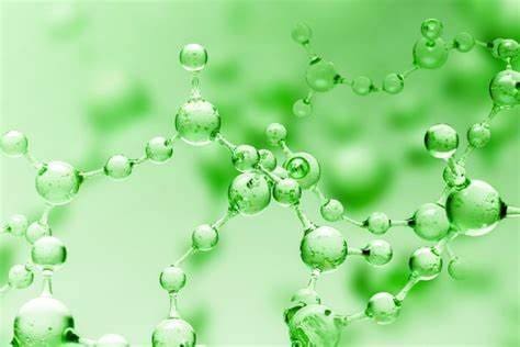 Moléculas verdes em um fundo verde, representando a Química verde